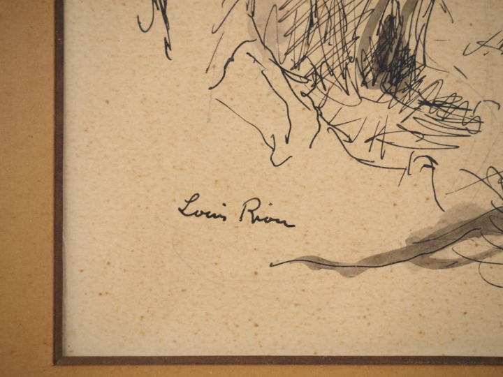 Louis RIOU. "bananier" Dessin signé en bas à gauche Dim. 48,5 x 31,5 c