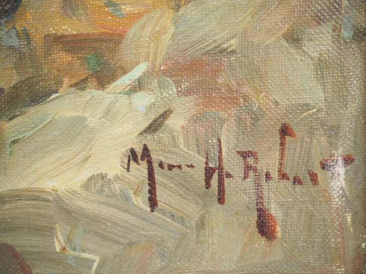 Marius H. ROBERT.  "St Tropez , le vieux port" Huile sur toile, signée