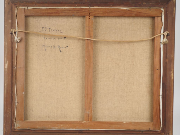 Marius H. ROBERT.  "St Tropez , le vieux port" Huile sur toile, signée