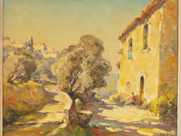 Marius H. ROBERT.  "la côte d'Azur" Huile sur toile, signée en bas à d