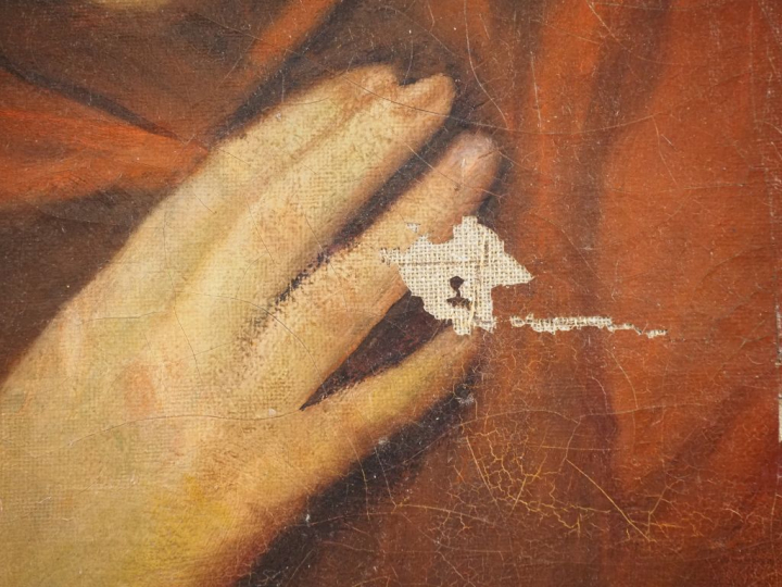 Marcelle André RONDENAY.  "jeune fille au branchage de guis" Huile sur