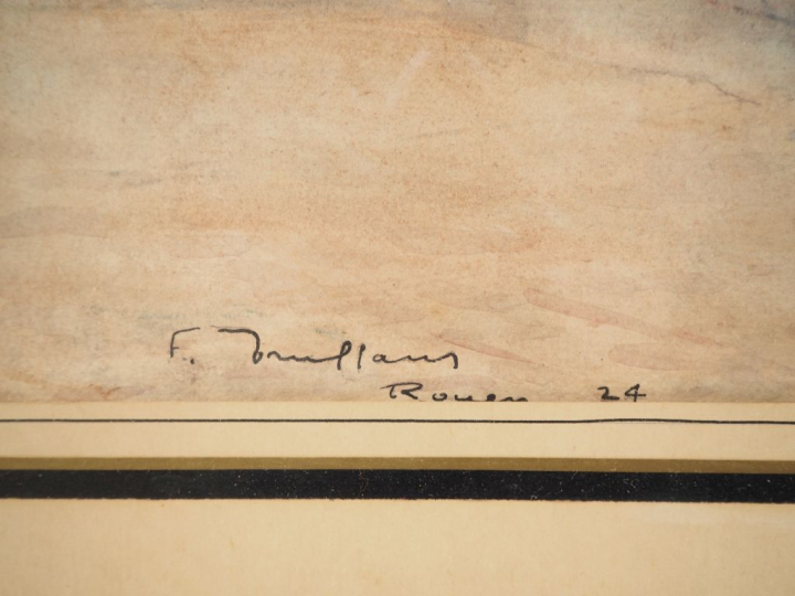 Fernand Fortuné TRUFFAUD.  "le parvis de la cathédrale de Rouen" Grand