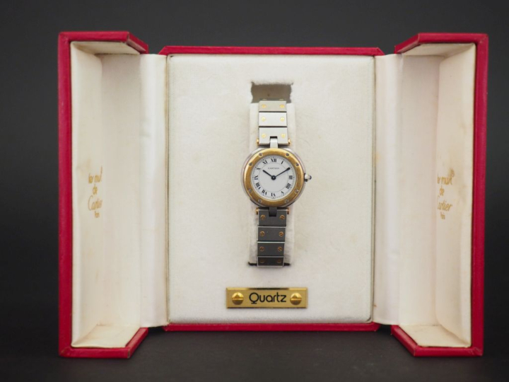 CARTIER Santos Montre bracelet de dame en acier et or 18k (750) Boîtie