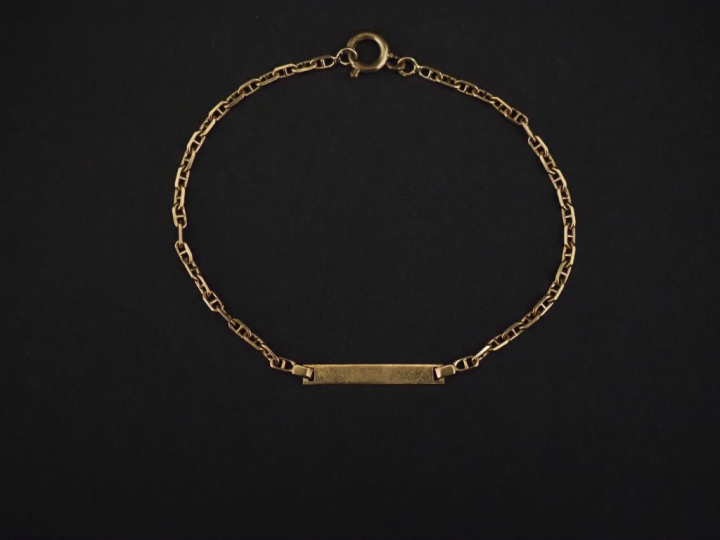 Bracelet de naissance en or jaune 750, maille marine. Long. 18 cm Poid