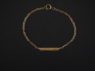 Vente aux enchères Bracelet de naissance en or jaune 750, maille marine. Long. 18 cm Poid