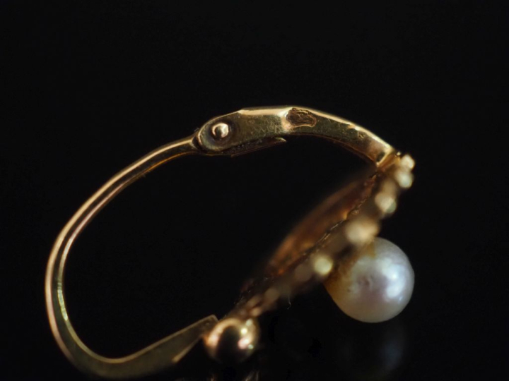 Paire de perces oreilles Napoléon III en or jaune 750, à décor ajouré 