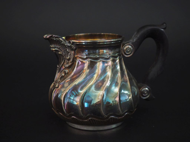 Pot à lait Napoléon III de style Louis XV en argent 925, poinçon Miner