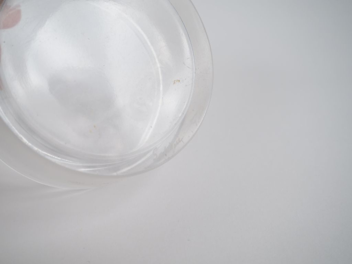 LALIQUE France.  Vaporisateur et boite de toilette en cristal et émail