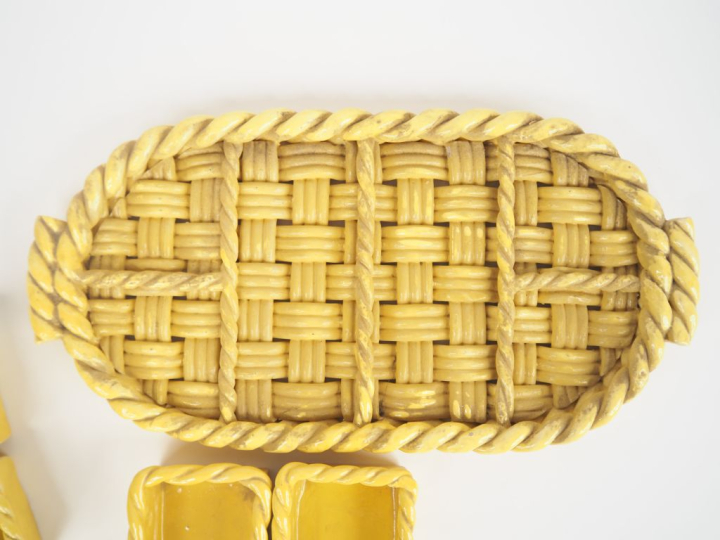 Service à hors d'œuvre ou à apéritif des années 1960 en céramique jaun