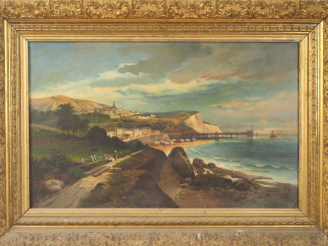 Vente aux enchères Ecole française XIXème.  "Marine et paysage de bord de mer".  Paire d'