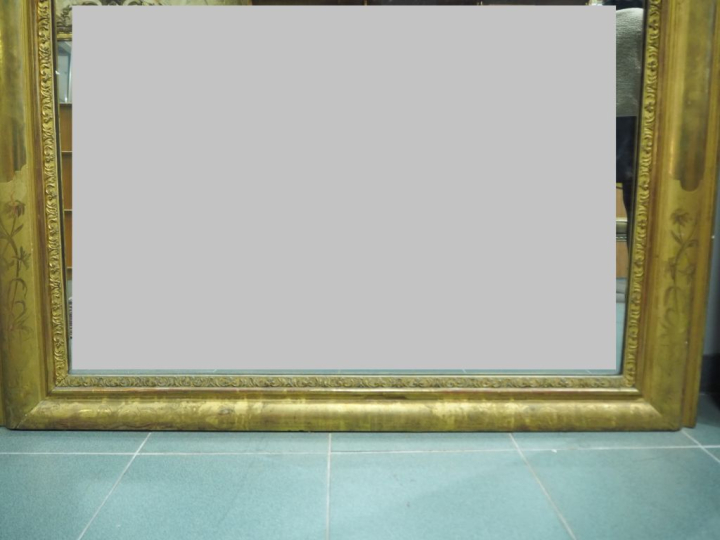 Paire de glaces de cheminée Napoléon III en bois et stuc doré, à décor