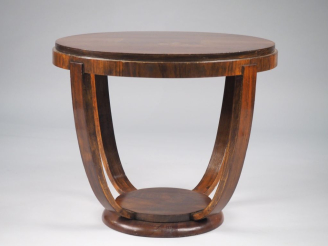 Vente aux enchères Guéridon 1940 en placage de palissandre, piétement corbeille.  (petits