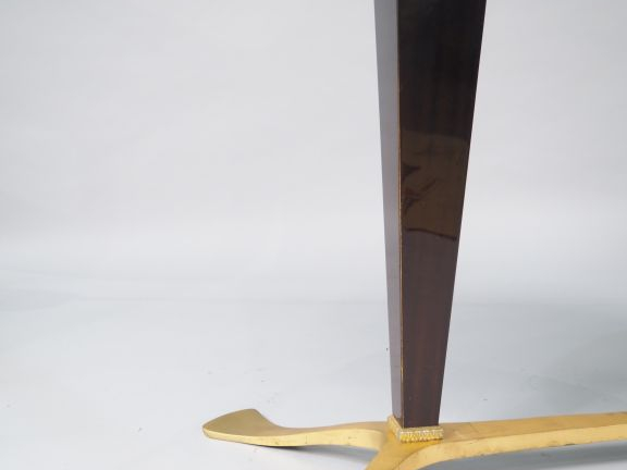 Table de salle à manger de style Art Déco, plateau ovale en bois verni