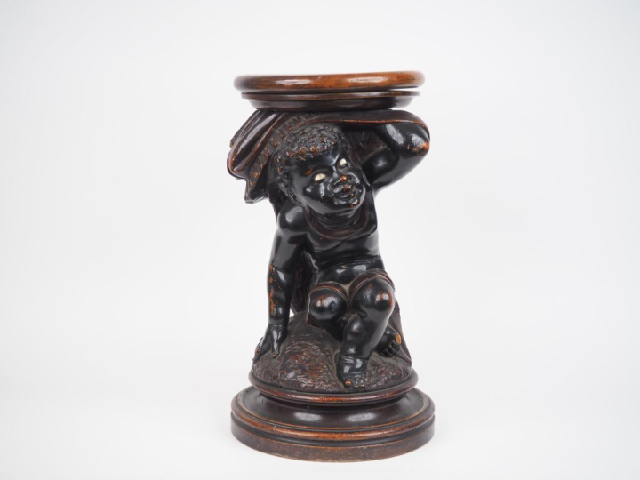 Tabouret Napoléon III piétement en forme de page africain, assise tour