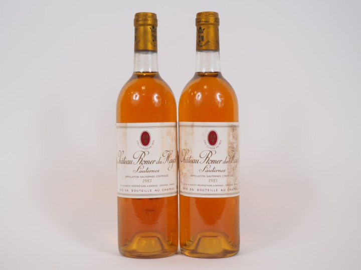 2 BOUTEILLES CHÂTEAU ROMER DU HAYOT SAUTERNES - 1983 - BG