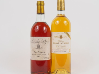 Vente aux enchères 2 BOUTEILLES SAUTERNES : 1 CLOS DU PAPE 1982 LB/1 CHÂTEAU L'AGNET LA C