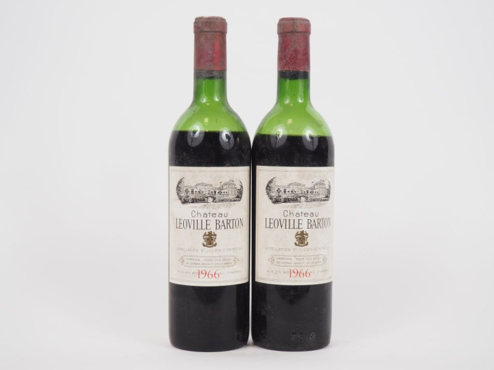 2 BOUTEILLES CHÂTEAU LEOVILLE BARTON GCC ST JULIEN - 1966 - VIDANGE/CA