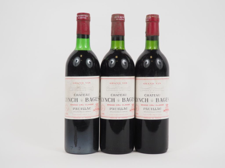 3 BOUTEILLES LYNCH BAGES GCC PAUILLAC -  1978 - 2 BG/1 LB/BOUCHONS LEG