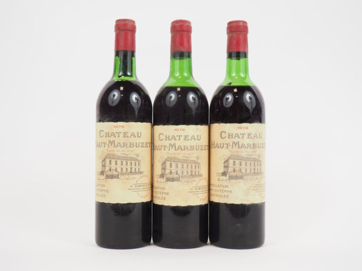 3 BOUTEILLES CHÂTEAU HAUT MARBUZET ST ESTÈPHE 1978 -  1 HEP/2 MEP/BOUC