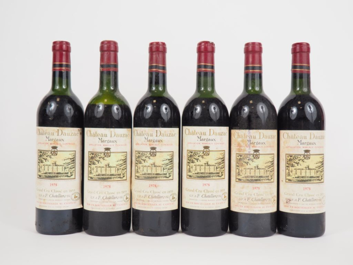 6 BOUTEILLES CHÂTEAU DAUZAC GCC MARGAUX - 1978 - 2 LB/3 HEP/1 BEP