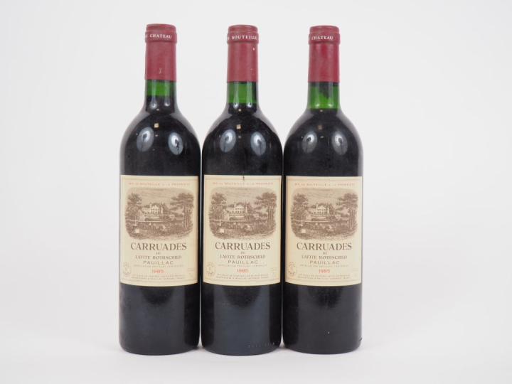 3 BOUTEILLES CHÂTEAU CARRUADES DE LAFITE ROTHSCHILD PAUILLAC - 1985 - 