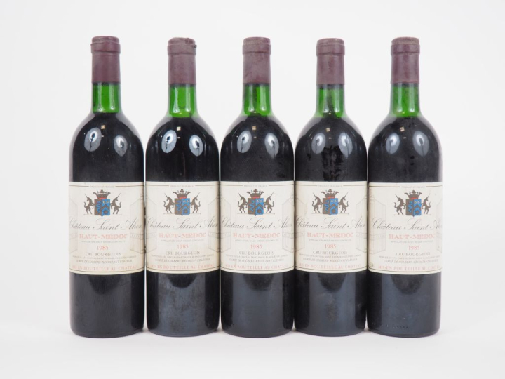 5 BOUTEILLES CHÂTEAU SAINT AHON CB HAUT MEDOC - 1985 - 1 BG/4 LB