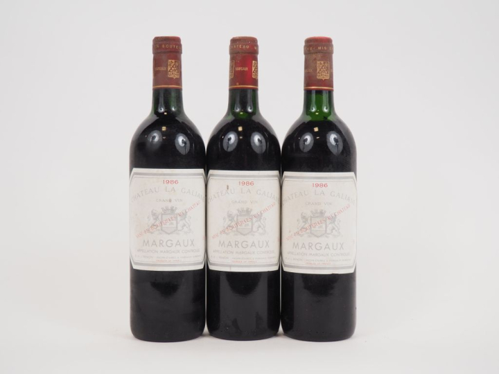 3 BOUTEILLES CHÂTEAU LA GALIANE MARGAUX - 1986 - HEP