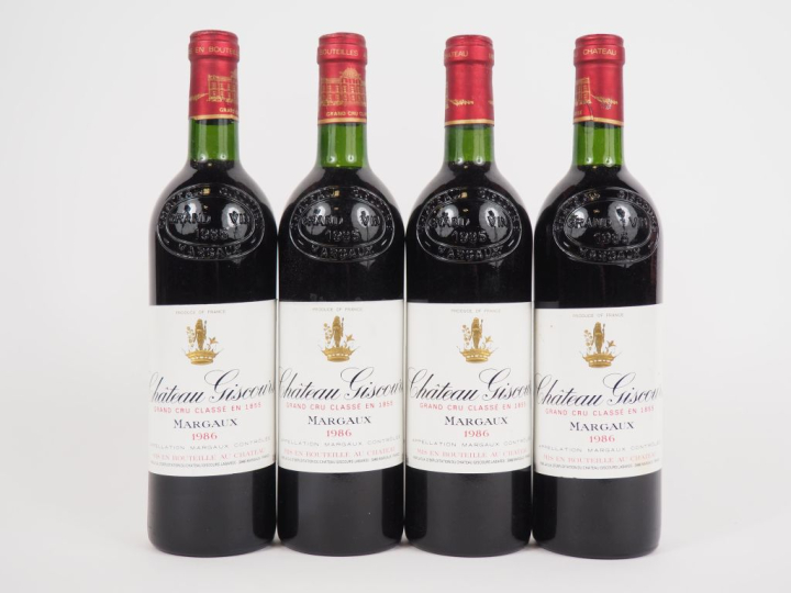 4 BOUTEILLES CHÂTEAU GISCOURS GCC MARGAUX - 1986 - CBO - BG