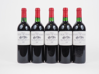 Vente aux enchères 5 BOUTEILLES CHÂTEAU TOUR DU SEME GC ST EMILION - 1990 - BG