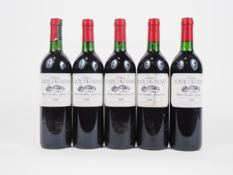 Vente aux enchères 5 BOUTEILLES CHÂTEAU TOUR DU SEME GC ST EMILION - 1990 - BG/ETA/1 CAPS