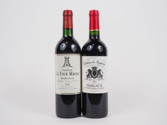 Vente aux enchères 2 BOUTEILLES MARGAUX : 1 CHÂTEAU LA TOUR MASSAC 2000 BG/1 CHÂTEAU LES 