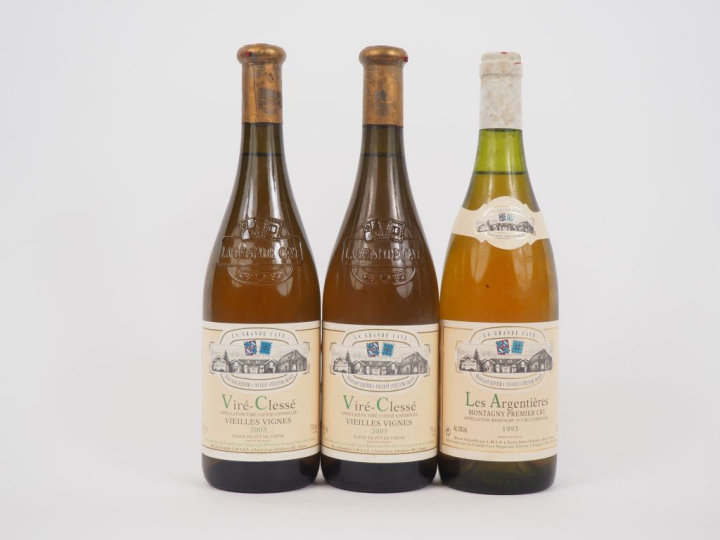 3 BOUTEILLES LA GRANDE CAVE : 2 VIRÉ CLESSÉ "VIEILLES VIGNES" 2003/1 L
