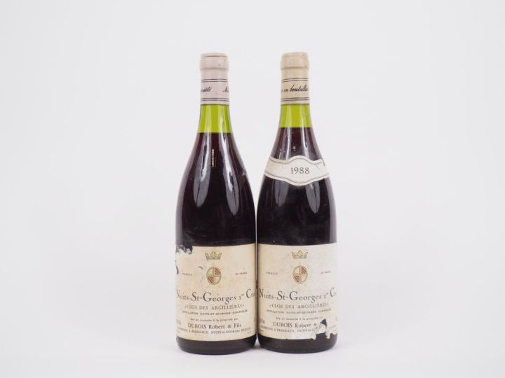 2 BOUTEILLES NUITS ST GEORGES 1er CRU "CLOS DES ARGILLIÈRES" DUBOIS - 
