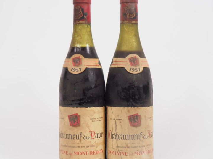 2 BOUTEILLES CHÂTEAUNEUF DU PAPE DOMAINE DE MONT REDON - 1957 - 1 à 4,