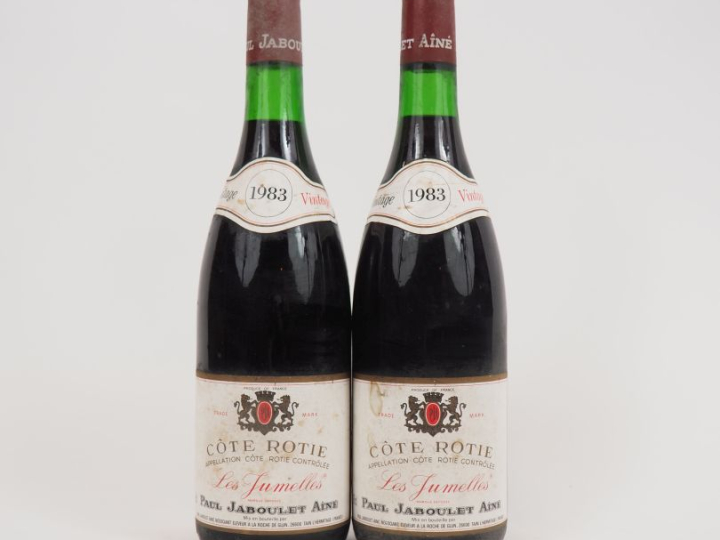 2 BOUTEILLES CÔTE RÔTIE "LES JUMELLES" PAUL JABOULET AINÉ - 1983 - ETS