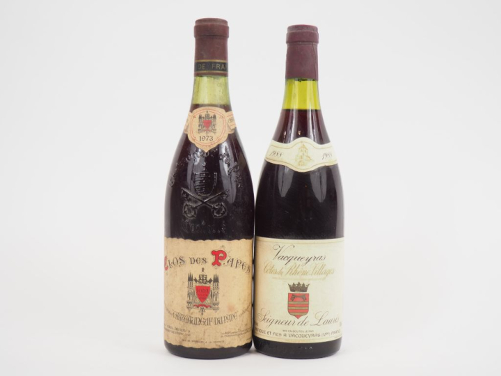 2 BOUTEILLES : 1 CHÂTEAUNEUF DU PAPE CLOS DES PAPES PAUL AVRIL 1973/1 