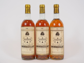 Vente aux enchères 3 BOUTEILLES CHÂTEAU DE LA FONVIEILLE MONBAZILLAC - 1966 - 1 BG/2 LB