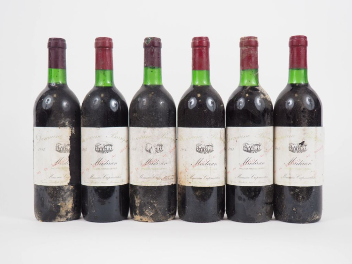 6 BOUTEILLES DOMAINE BARREJAT MADIRAN - 1984 - BG/ETA/BS/1 CAPS ABIMÉE
