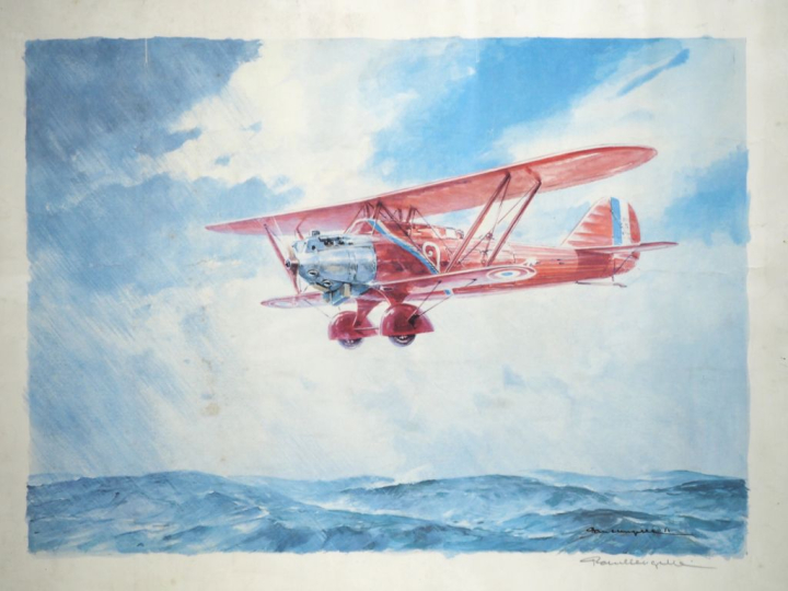 Paul LANGELEE.  "le point d'interrogation en vol" Lithographie contres