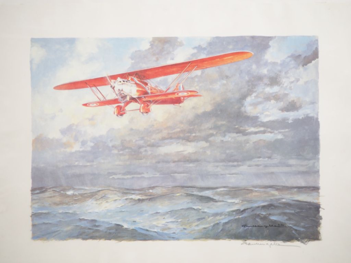 Paul LANGELEE.  "le point d'interrogation en vol"  Lithographie contre