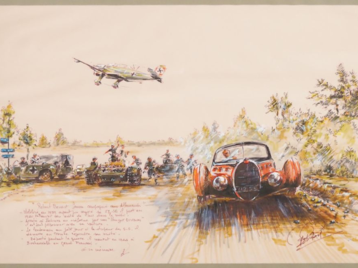 Gouache originale représentant "Robert Benoit faussant compagnie aux a