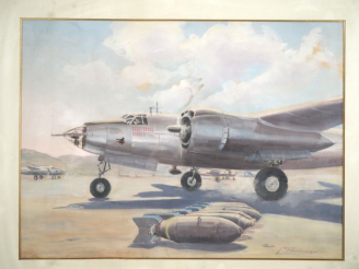 Vente aux enchères STANDMEYER.  "marodeur B 26" Gouache, signée en bas à droite.  Dim. 40