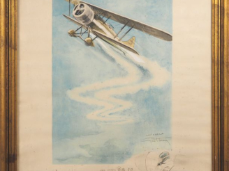 Vente aux enchères GEO HAM.  "l'avion Potez 50" Lithographie imprimée par Courteau