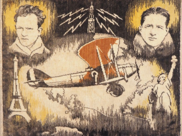 Impression, tapisserie en velours commémorant la première traversée de