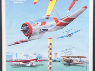 Vente aux enchères Affiche "Trophée blue Bird 26-27 juin 1993 Première course d'avion de 