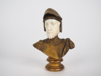 Vente aux enchères Cachet Napoléon III fin XIXème en bronze et ivoire figurant un buste d