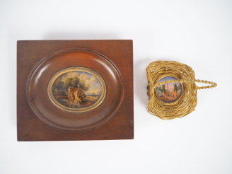 Vente aux enchères Miniature Napoléon III, "vue de la colonne vendôme", enchâssée dans un