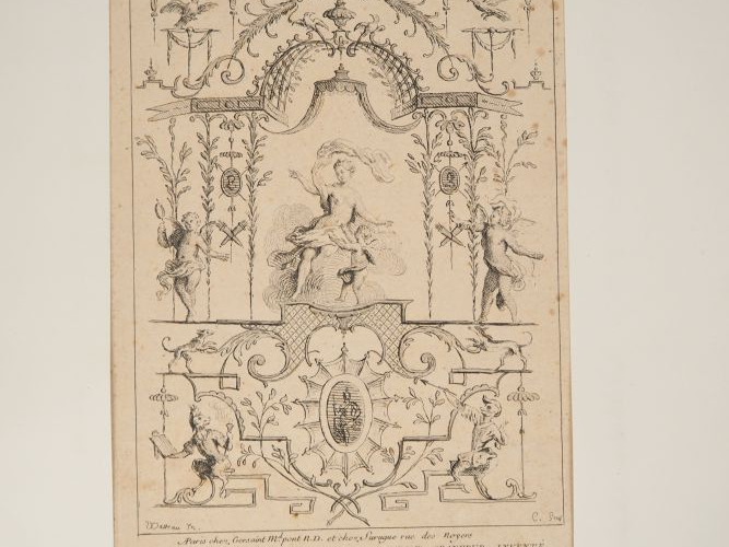 10 gravures en noir d'après Watteau. Dim. 46 x 23,5 cm. Dim. 29 x 40 c