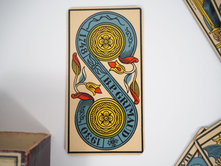 GRIMAUD. Jeu de tarot divinatoire 1930. Complet.