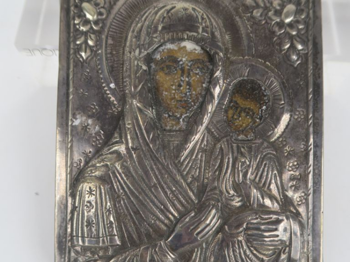 2 icônes XIXème "Vierge à l'enfant" et "Saint Georges terrassant le dr
